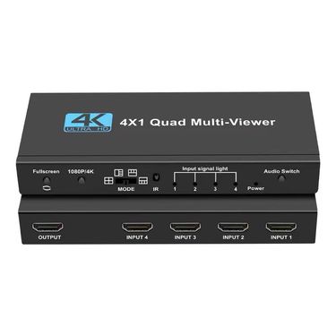 HDMI Multiviewer Switch 4x1 HDMI Quad Seamless Switcher 4 in 1 Out Support 4K 30Hz 5 View Modes for PS4 Camera PC To TV Monitor_voghion.com