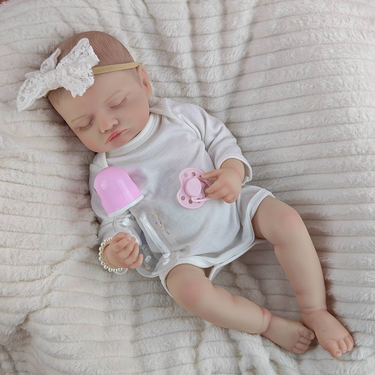 18 Inch Simulated Sleeping Baby 3D Skin Hand Drawn Hair Reborn Doll Girl Accompanies To Play Washable Dolls Birthday Gift_voghion.com
