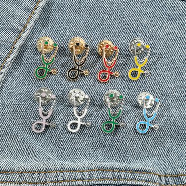 Stethoscope brooch medical series jewelry metal badge clothing backpack accessories_voghion.com