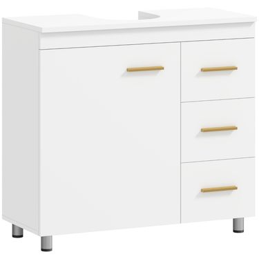 Badezimmer-Unterschrank, 3-stufiges Design, MDF, Spanplatte, Weiß_voghion.com