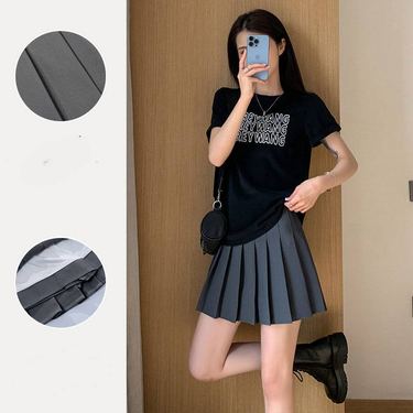Women's Clothing Pleated skirt white short skirt high waist slim jk plaid large size a line skirt_voghion.com