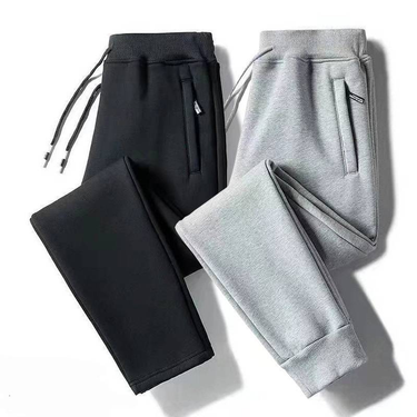 Men's Clothing Sports Sweatpants Autumn And Winter Plus Velvet Workwear Elastic Waist All Match Straight Casual Long Pants_voghion.com