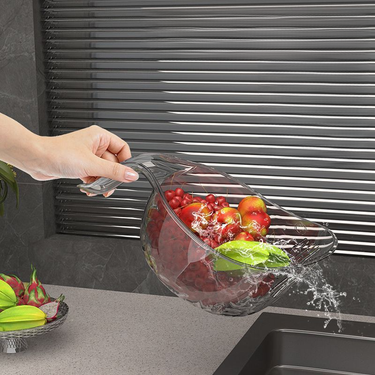 Kitchen Artifact Multi Functional Vegetable And Rice Washing Household Handle Fruit Fine Pore Basin Taomi Drain Basket_voghion.com