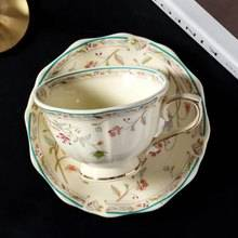 European Style Gold-rimmed Floral Coffee Cup Retro Pastoral Style Ceramic Cup And Saucer Set_voghion.com