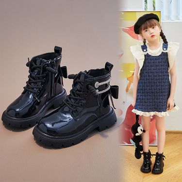 Kids' shoes Boys' Martin boots, girls' short boots,new autumn and winter style big kids' leather boots, children's soft soled leather shoes_voghion.com