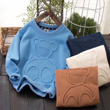Mother&Kids Children's hoodie Boys' Blazer Children's cartoon 3D embossed bear jumper_voghion.com