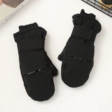 Winter Cold Proof Gloves, Skiing Mountaineering Windproof With Thick Velvet, Solid Color Wrist Protection Gloves For Men_voghion.com