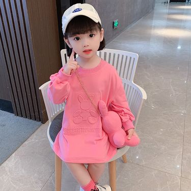 Girls' Bunny Bag Guard Dress 2023 Spring New Korean Children's Edition Fashion Small and Medium Girl Baby Top Trendy_voghion.com