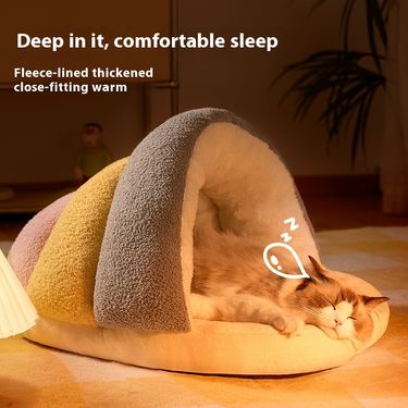 New autumn winter cloud velvet universal slippers semi closed warm cat small and medium-sized dog pet nest_voghion.com