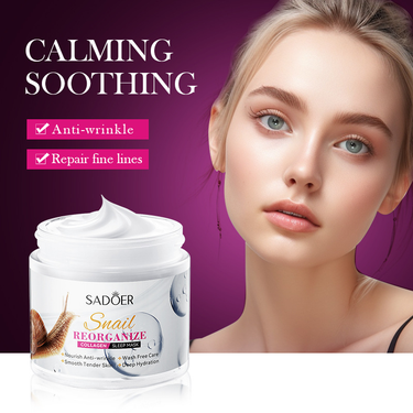 All English SADOER Snail Recombinant Collagen Sleep facial mask Moisturizing and Drying face cream_voghion.com