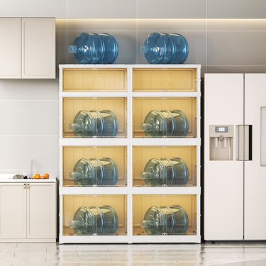 Free Installation Kitchen Storage Cabinet Plastic Multi Layer Microwave Oven Rack For Dishes Storage Dustproof Folding Storage Cabinet_voghion.com