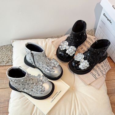 Korean version of girls' princess bow baby leather short boots, 2024 autumn new soft soled and stylish Martin boots_voghion.com