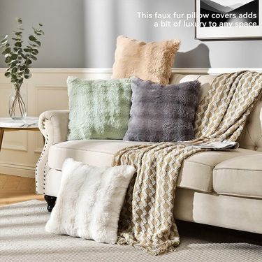 Velvet Plush Throw Pillow Covers & Cushions - Soft Fluffy Square & Rectangle Decorative Pillow Cases For Sofa, Bed, Living Room_voghion.com