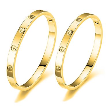 Light Luxury INS Men's Trendy Style Stainless Cross Nail Position Titanium Steel Bracelet Gold_voghion.com