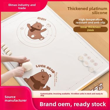 Bear Thickened Antibacterial Food Grade Silicone Dough Home Use Rolling Baking Board Kneading Mat_voghion.com