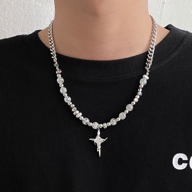 Cross Necklace Men's Versatile Premium Hip Hop Niche Cuban Chain Sweater Chain Accessories_voghion.com