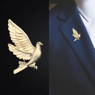 Premium Simple Pigeon Corsage Lapel Pin Suit Brooch Men's Retro Suit Jacket Pin Badge Men's Accessories_voghion.com