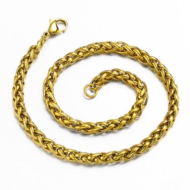 Men's necklace hip hop keel chain vacuum plating titanium steel jewelry flower basket chain stainless steel chain_voghion.com