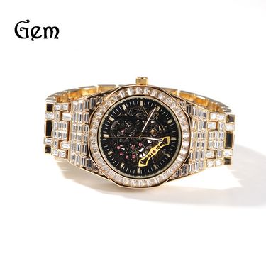 LuxuryBeats Men's Hip-Hop Watch - Mechanical Movement With Diamond-Cut Mosaic Dial_voghion.com