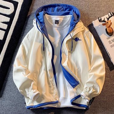 Men's Fake Two-Piece Hooded Jacket Style Baseball Jacket, Loose Fit & Trendy For Spring/Autumn_voghion.com