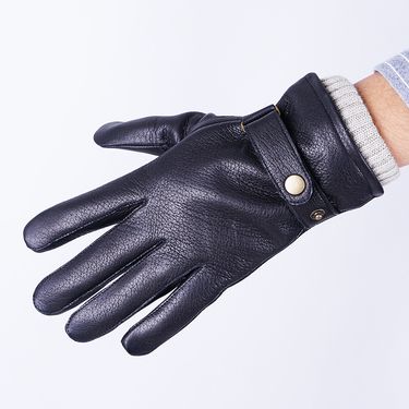 Cross-border Manufacturers New Deerskin Men's Retro Business Outdoor Riding Black Fashion Men's Simple Leather Gloves_voghion.com