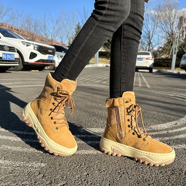 Men's Shoes Northeast Snow Boots Winter Women's Boots Real Leather and Fur Wool Warm Thick Bottom Non slip Martin Boots Plus Velvet_voghion.com