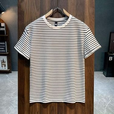 Men's Clothing color ice silk short sleeved T shirt for men in summer, high end fashion and versatile round neck casual bottoming shirt for men_viptrois.com