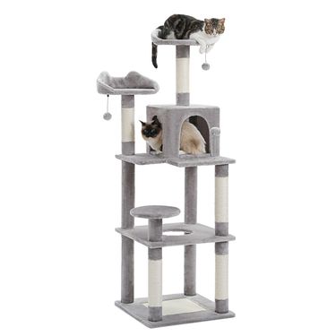 Multi-Level Cat Tree Cat Tower for Indoor Cats with Sisal-Covered Scratching Post Cozy Cat Condo Cat Hammock and Wide Top Perch_voghion.com