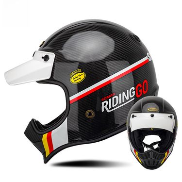 Motorcycle carbon fiber FRP retro off-road helmet Personality full helmet for men and women riding helmets_voghion.com