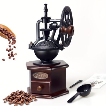 Vintage Manual Coffee Grinder Wooden Bean Grinder Hand Grinder Roller Antique Coffee Mill for Making Coffee Classic Coffee Machine for Decoration Gift_voghion.com