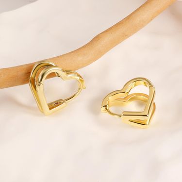 Hot Sale Fashionable High End Hollow Design Heart Earrings Brass Real Gold Electroplated Earrings_voghion.com