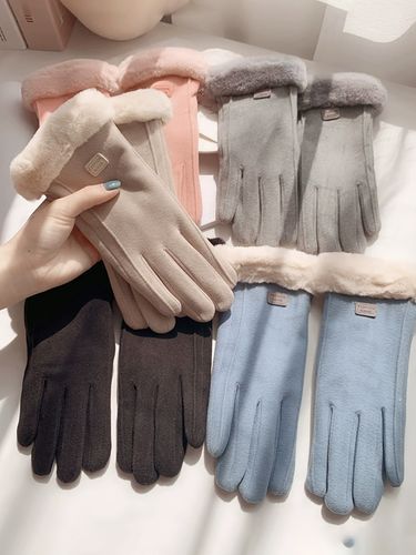 Gloves Winter Women's Plus Velvet Thickened Warm Cute Suede Women's Riding Cold-proof Riding Wind-proof Touch Screen Winter_voghion.com
