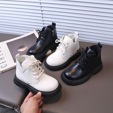 Baby Autumn/Winter Martin 2024 New Fashionable Children's Short Black Small Leather Girls' Soft soled Men's Boots Shoes_voghion.com