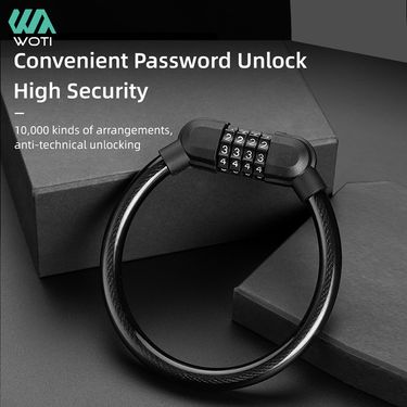 Bicycle Portable Anti Theft Password Lock Road Mountain Bike Four Digit Password Lock Cable Ring Lock Cycling Equipment_voghion.com