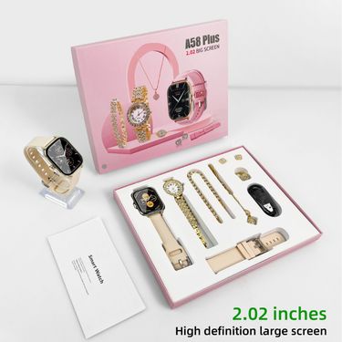 Smart Watches New A58 Plus Smartwatch With Bluetooth Calls, Hit, Full Diamond Small Gold Watch, Full Jewelry_voghion.com