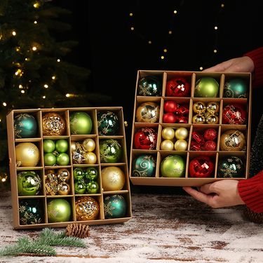 Ball Ornaments 44 Small Colorful Balls Set Christmas Tree Decoration Scene Roof Arrangement Hanging Holiday Decorations_voghion.com