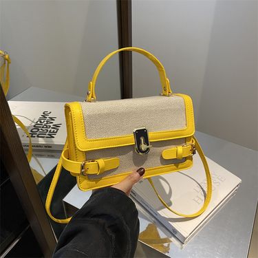 Trendy contrast color stylish ins hand held single shoulder crossbody popular this year 2024 new summer women's small square bag_voghion.com