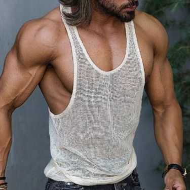 men's clothing menswear summer new white underlay sweater loose fitness sports vest SY0111_voghion.com