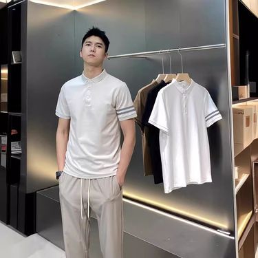 Men's Clothing New products in physical stores~2024 summer new style slim fit work men's lapel POLO shirt men_viptrois.com
