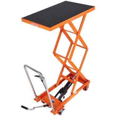 VEVOR Hydraulic Lift Table Cart, 330lbs Capacity 50" Lifting Height, Manual Double Scissor Lift Table with 4 Wheels and Non-slip Pad, Hydraulic Scisso_voghion.com