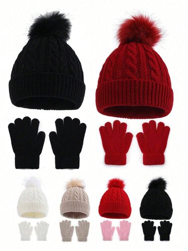 2-Piece Baby Knitted Hat And Gloves Set, Windproof And Warm Cute Hat For Boys And Girls, Suitable For Autumn And Winter Outdoors, Can Be Used As Birth_voghion.com