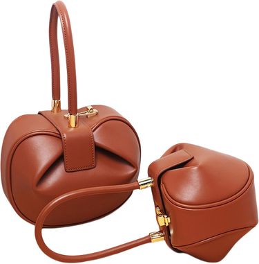 Genuine leather handbag, 2024 shoulder retro fashion unique design versatile dumpg bag, high-end solid color women's bag_voghion.com