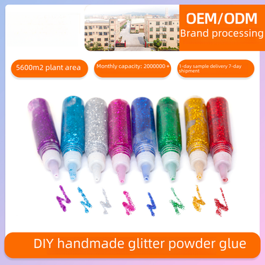 Spot flash glue DIY handmade creative glitter powder glue stereo glue pen viscous wholesale_voghion.com