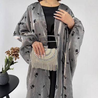 Women's Clothing Women's Muslim Clothing Abaya Simple Rose Flower Outer Skirt Suit Elegant_voghion.com