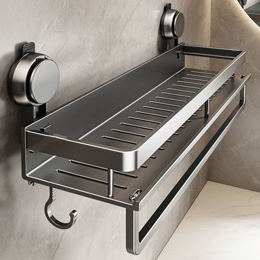 German Precision Suction Cup Bathroom Shelf Wall-Mounted Washroom Storage Rack_voghion.com