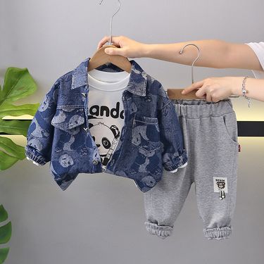 2024 Boys' Spring and Autumn Three Piece Baby Handsome New Cowboy Set_voghion.com
