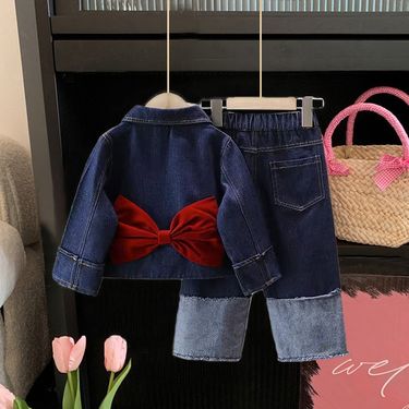 Girls Denim Suit Autumn New Children's T Shirt Vest Wide Leg Pants Three Piece Suit Female Baby Korean Autumn Clothing_voghion.com