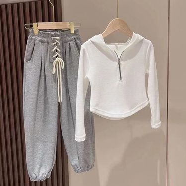 Mother & Kids Girls Sports Suits Spring And Autumn Fashionable Little Girl Sweater Casual Trousers Net Celebrity Children Two Piece Suit Trendy_voghion.com