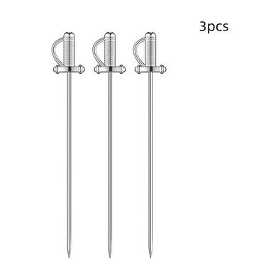3pcs Cocktail Pick Stainless Steel Sword Shape Fruit Sticks Bar Tools Drink Stirring Sticks Martini Picks Party Wedding Accessory_voghion.com