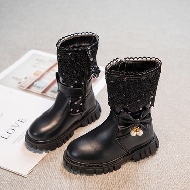 Children's Shoes 2025 Autumn New Fashion Long High Tube Little Girls' Fleece Lined Winter Boots_voghion.com